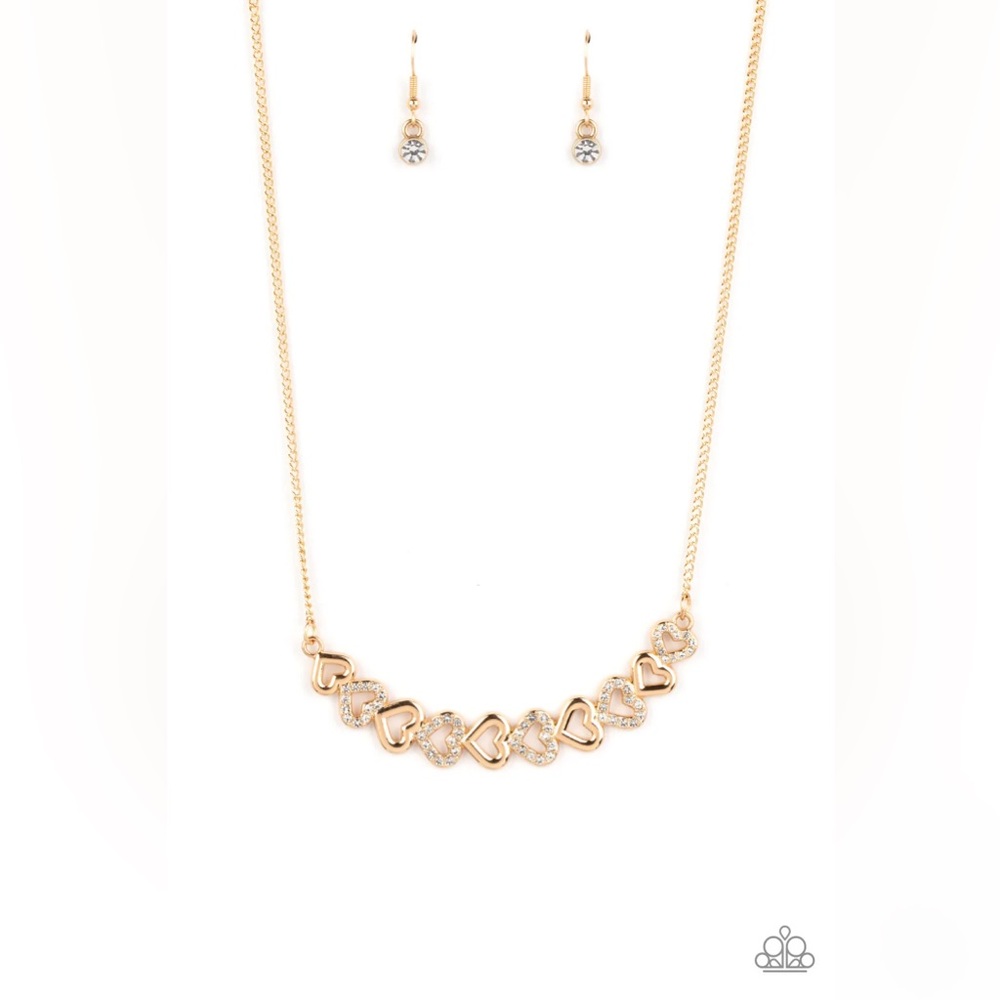 Elegant Gold Heart Necklace with Crystal Details